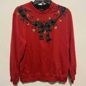 Alfred Dunner Women's Sweatshirt Size Large Christmas Bow Grandma Ugly